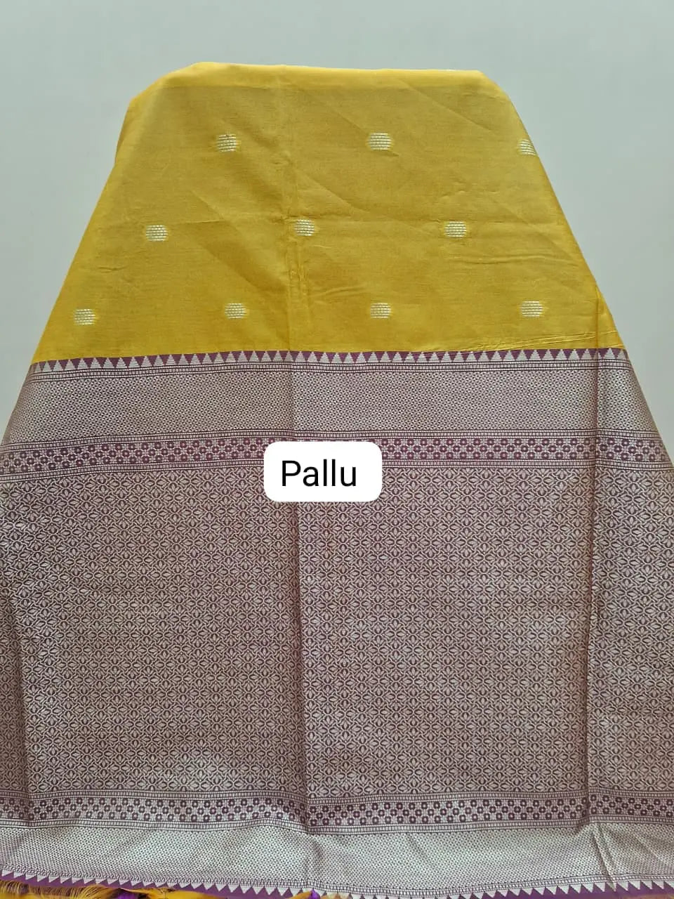 Mango Yellow Tussar Saree Pallu