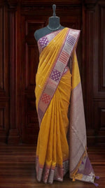 Mango Yellow Tussar Saree