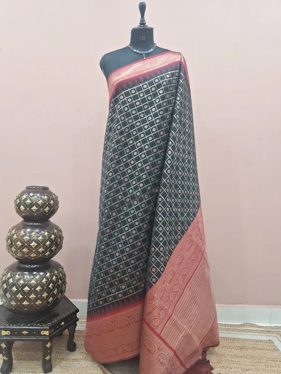 Black Tussar Saree 
