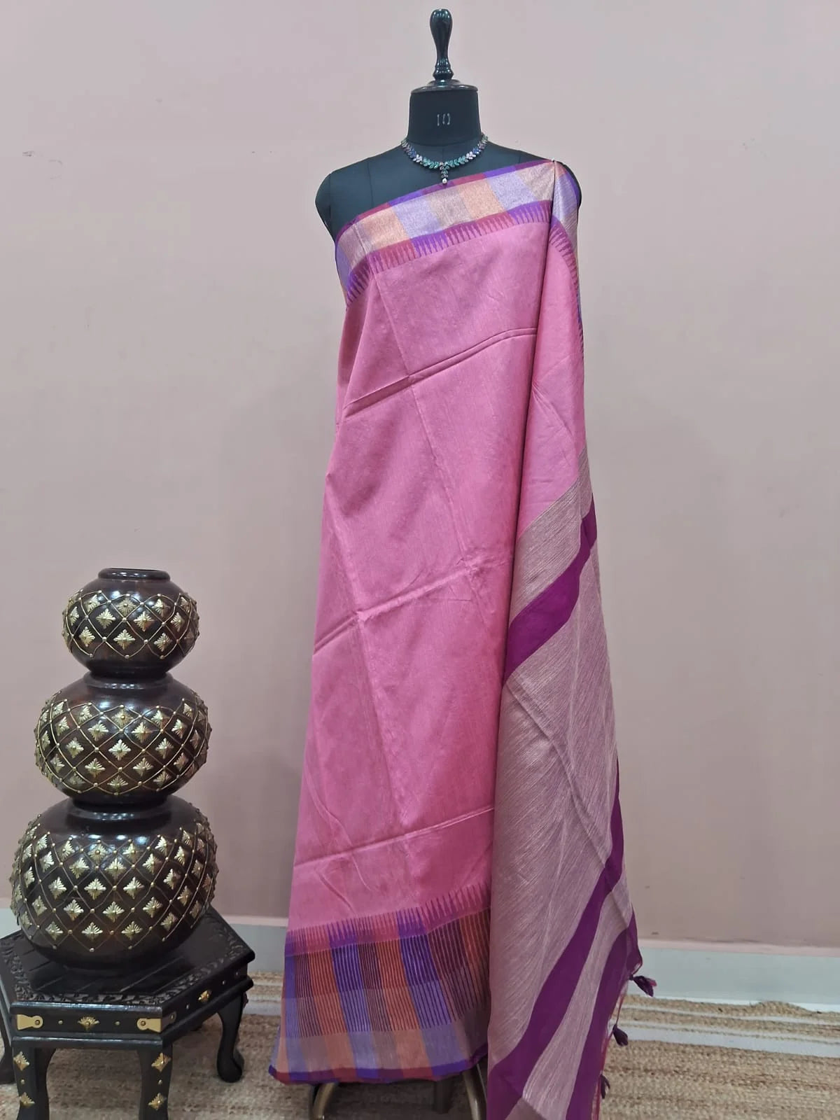 Light Pink Tussar Saree 