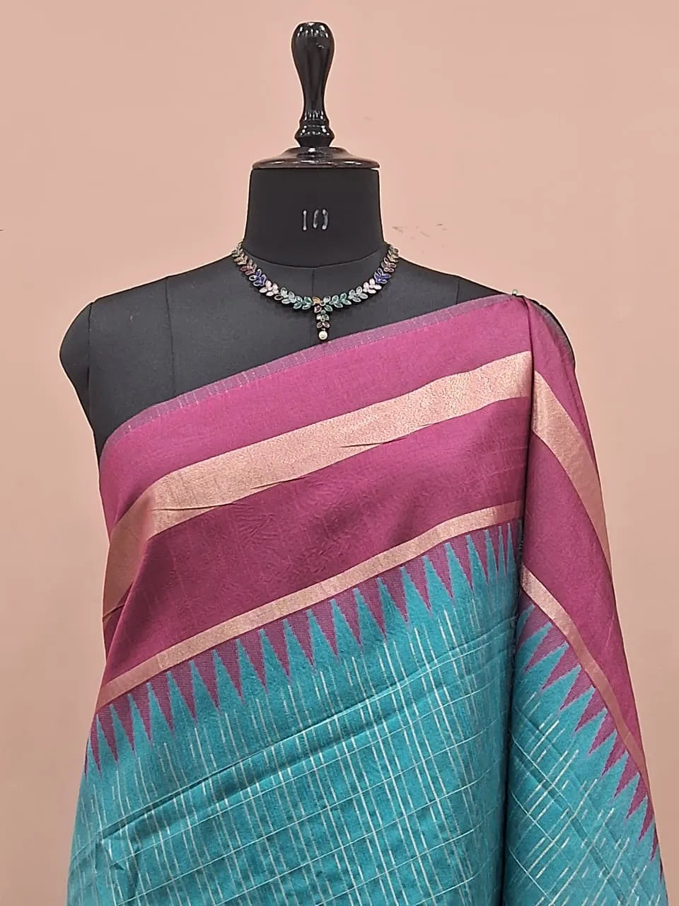 Sky Blue Tussar Saree 1