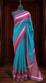 Sky Blue Tussar Saree