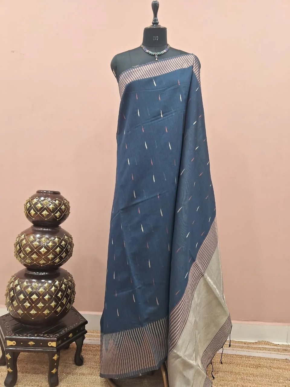 Dark Elephant Grey Tussar Saree 