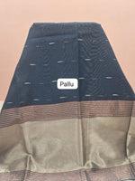 Dark Elephant Grey Tussar Saree Pallu