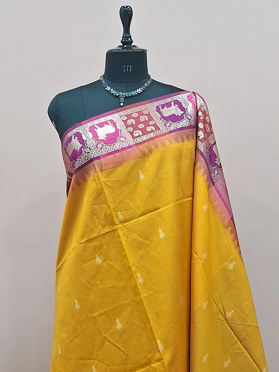 Yellow Tussar Saree 1