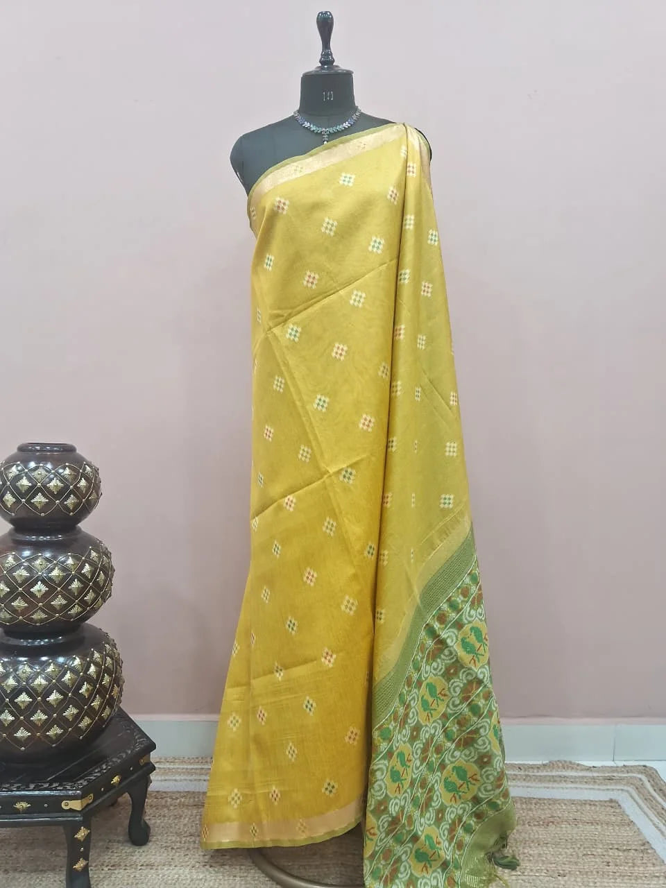 Light Yellow Tussar Saree 