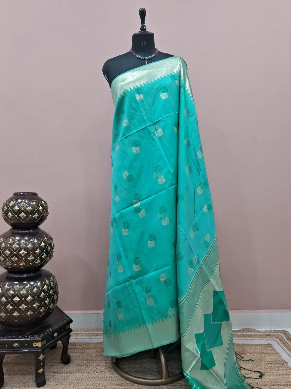 Sky Blue Tussar Saree