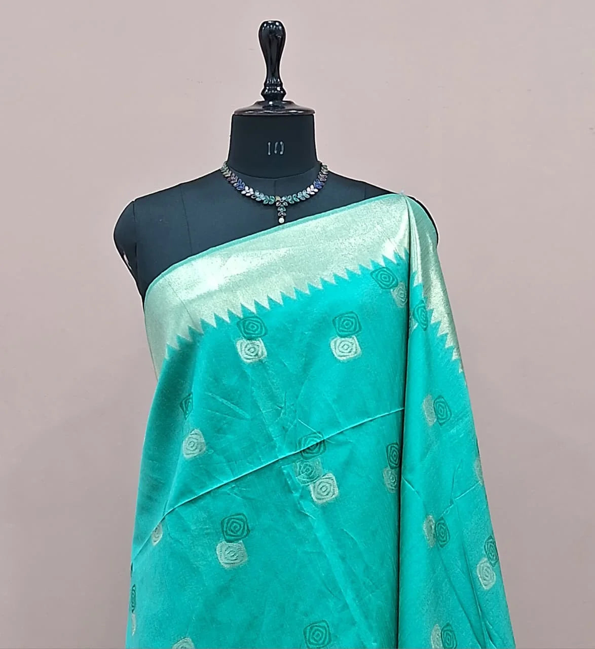 Sky Blue Tussar Saree 1