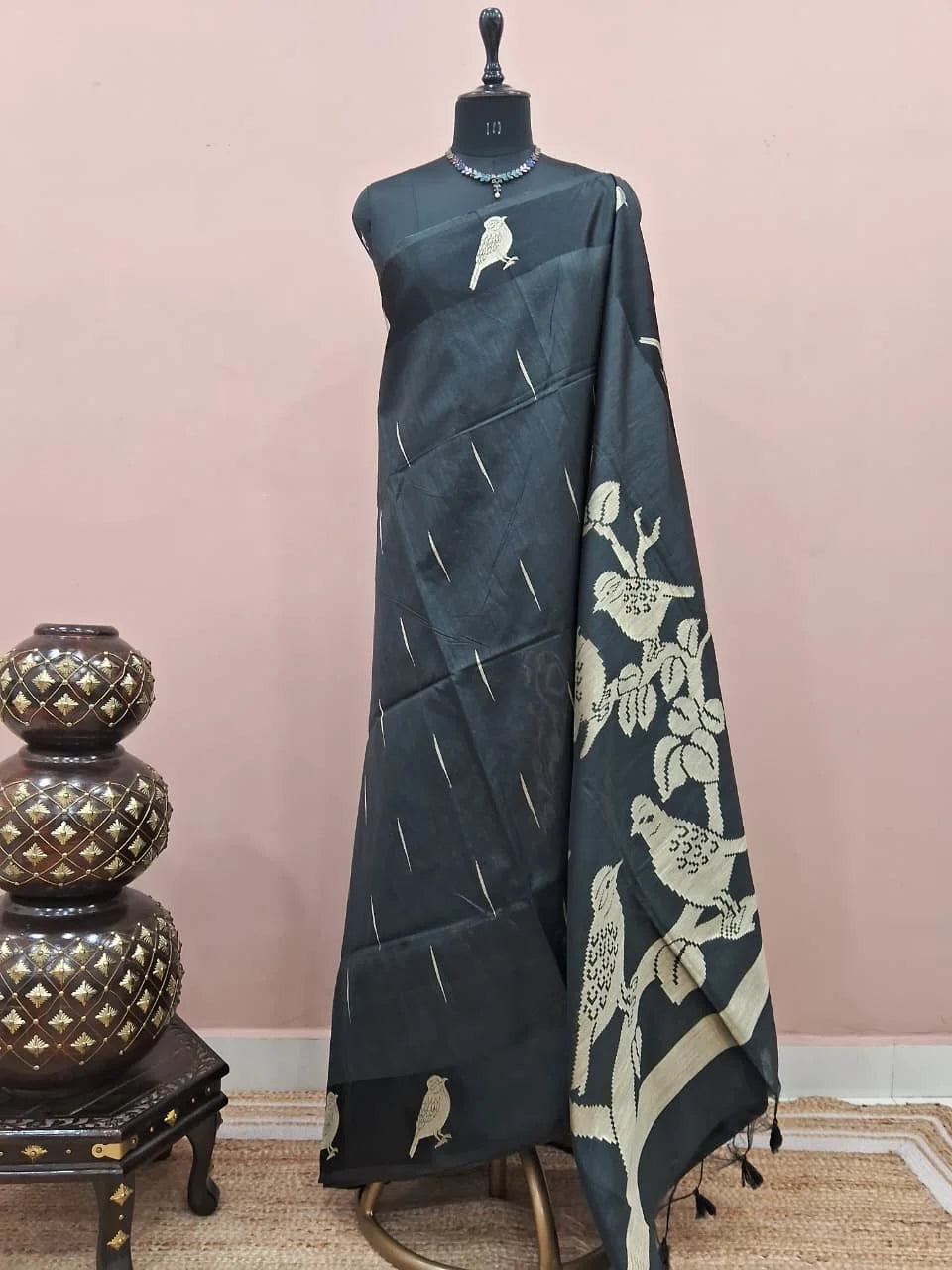 Black Tussar Saree 