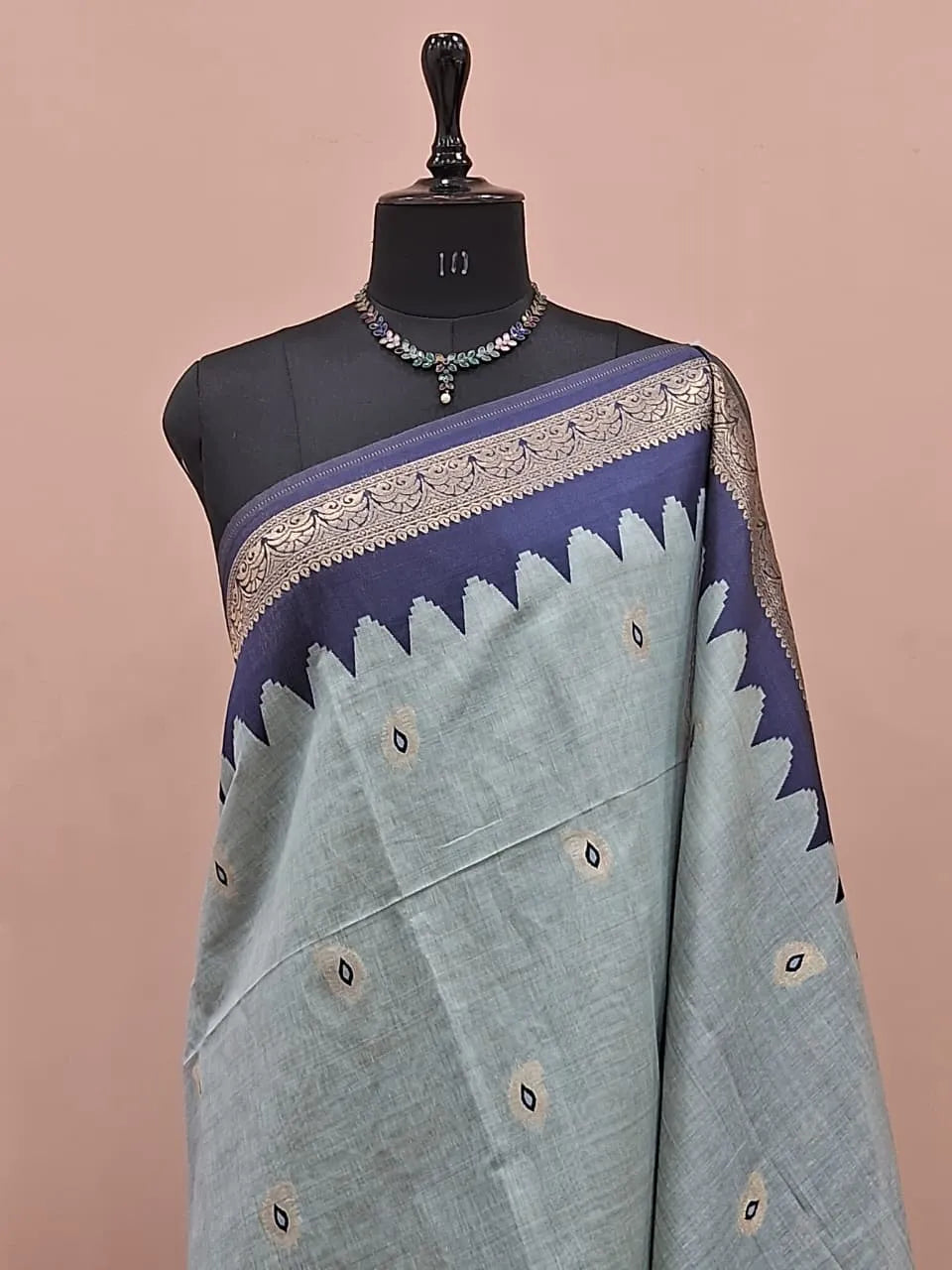 Baby Blue Tussar Saree 1