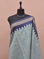 Baby Blue Tussar Saree 1