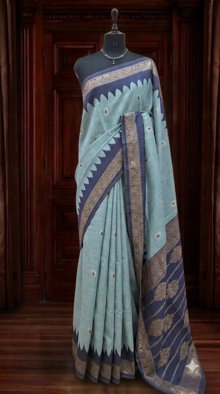 Baby Blue Tussar Saree