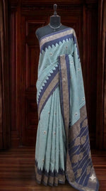 Baby Blue Tussar Saree
