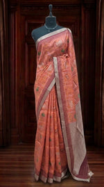 Dark Peach Tussar Saree