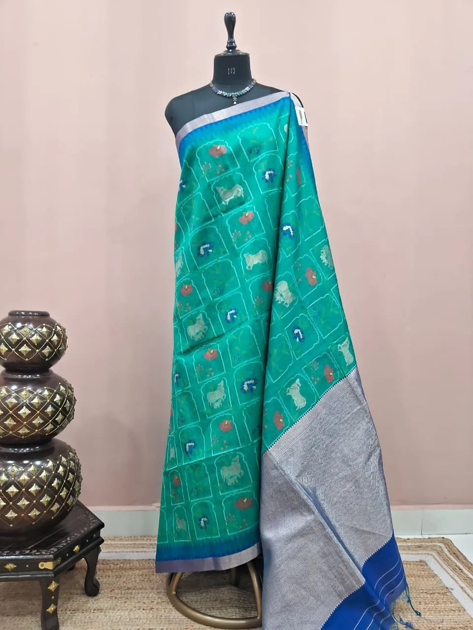 Rama Green Tussar Saree