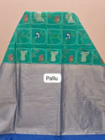Rama Green Tussar Saree pallu
