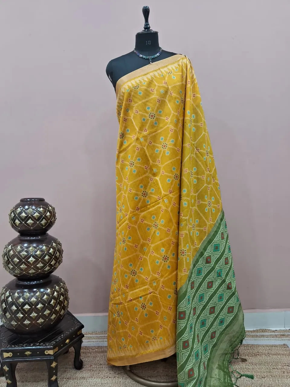 Yellow Tussar Saree