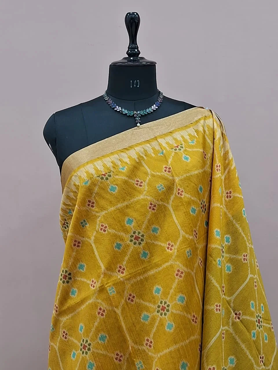 Yellow Tussar Saree 1