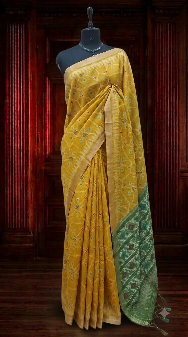 Yellow Tussar Saree