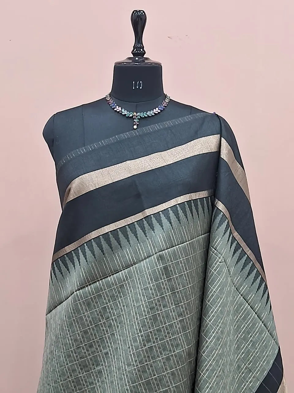 Metal Grey Tussar Saree 1