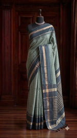 Metal Grey Tussar Saree 