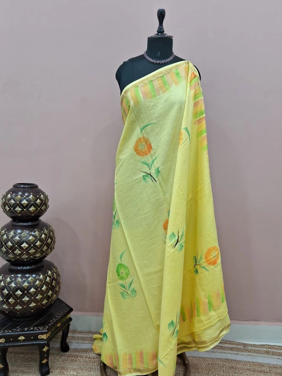Soft Radiance Light Yellow Mulmul Zari Cotton Saree