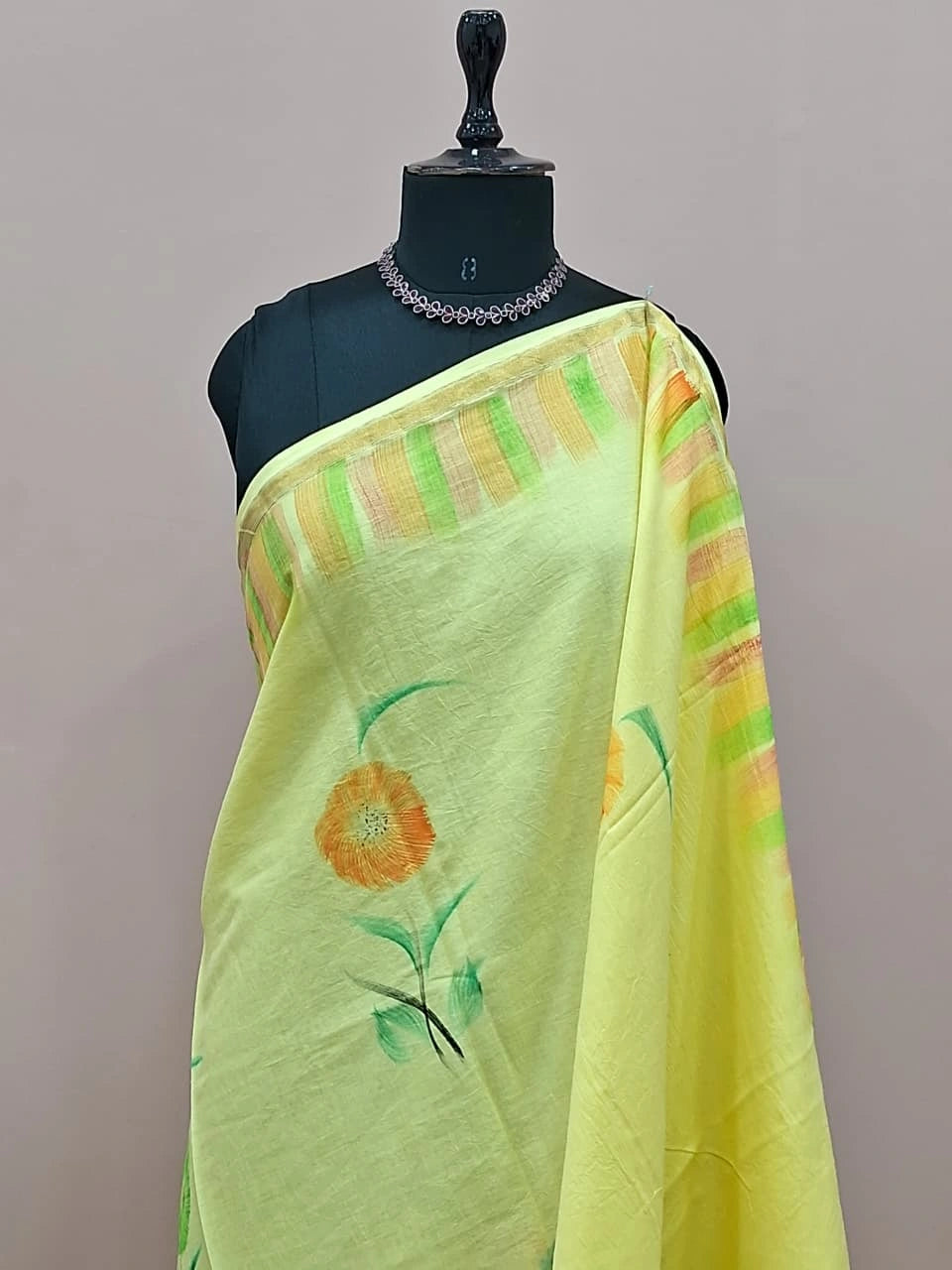 Soft Radiance Light Yellow Mulmul Zari Cotton Saree 1