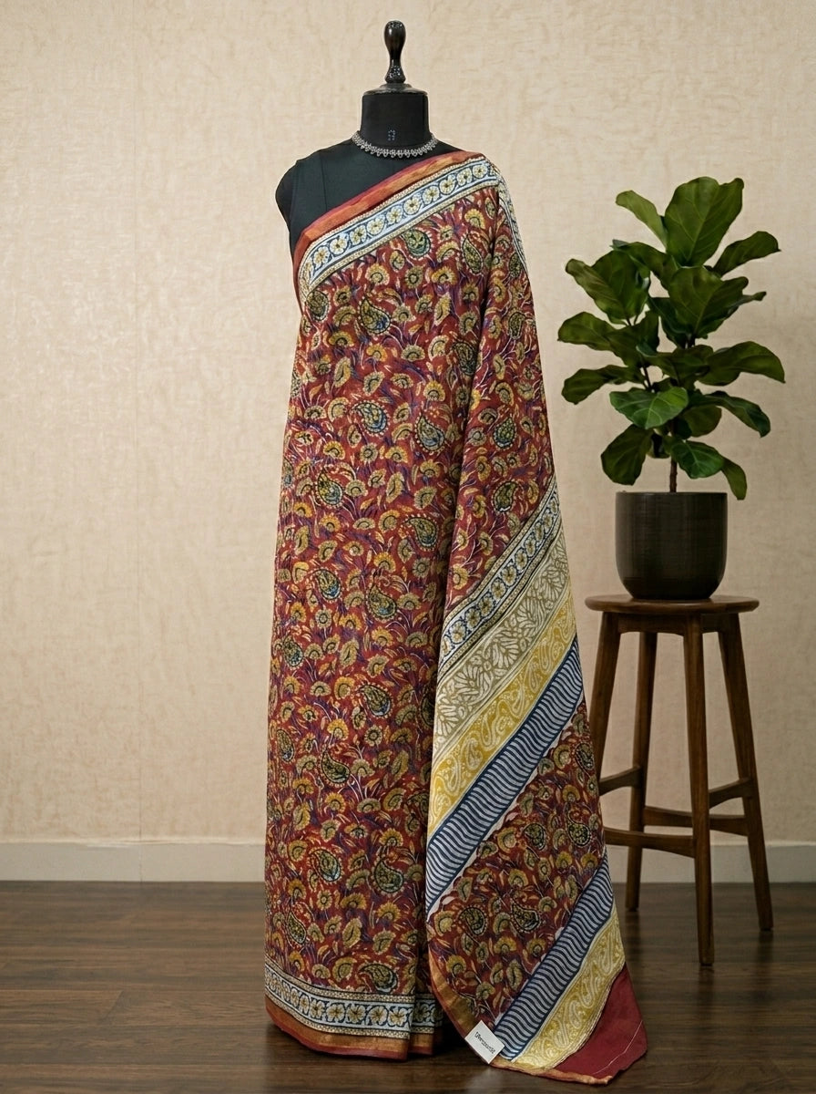 Classic Brown Mulmul Zari Cotton Saree