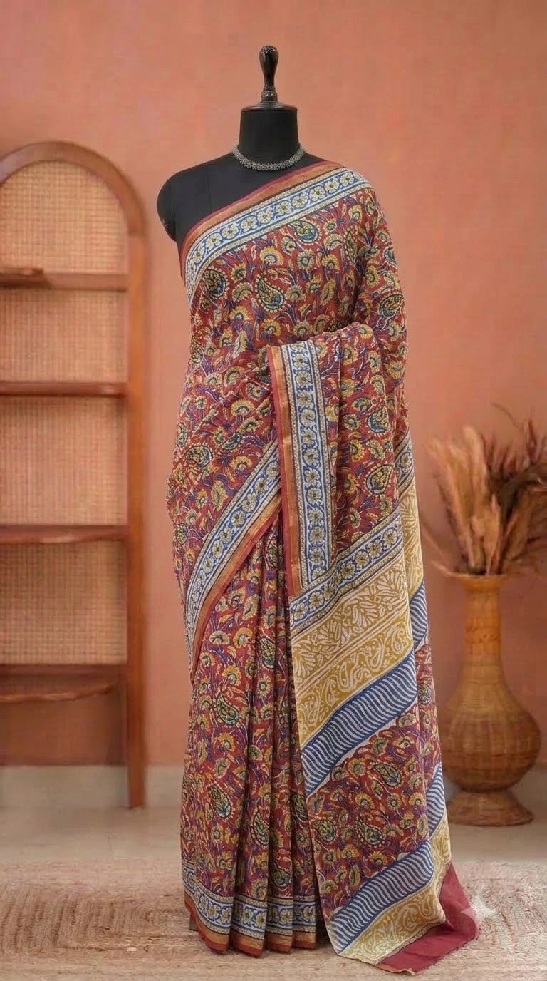Classic Brown Mulmul Zari Cotton Saree