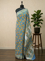 Soft Light Blue Mulmul Zari Cotton Saree