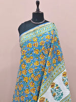 Soft Light Blue Mulmul Zari Cotton Saree 1