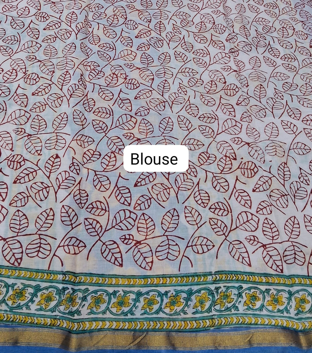 Soft Light Blue Mulmul Zari Cotton Saree blouse