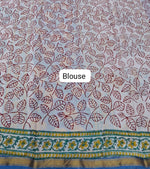 Soft Light Blue Mulmul Zari Cotton Saree blouse