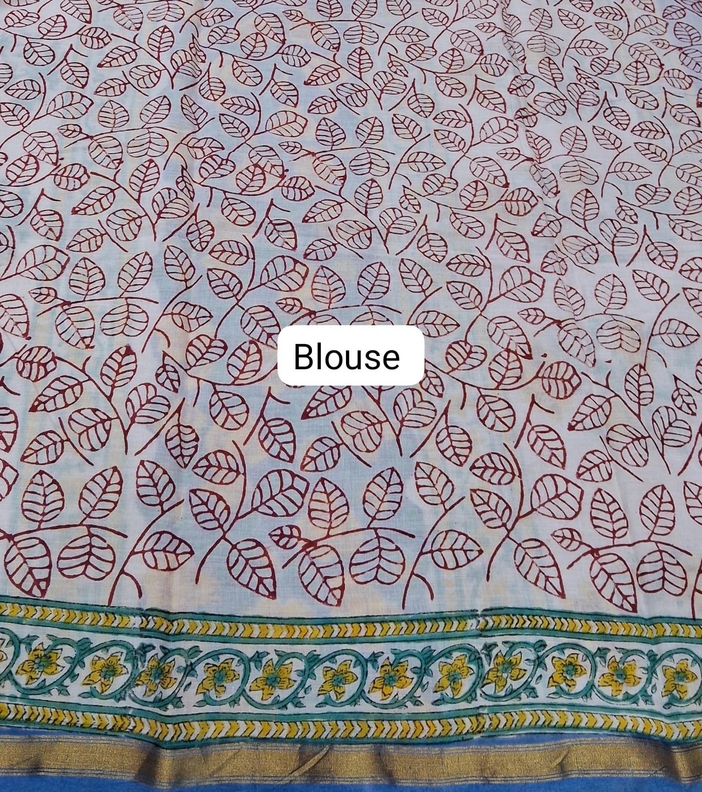 Soft Light Blue Mulmul Zari Cotton Saree blouse