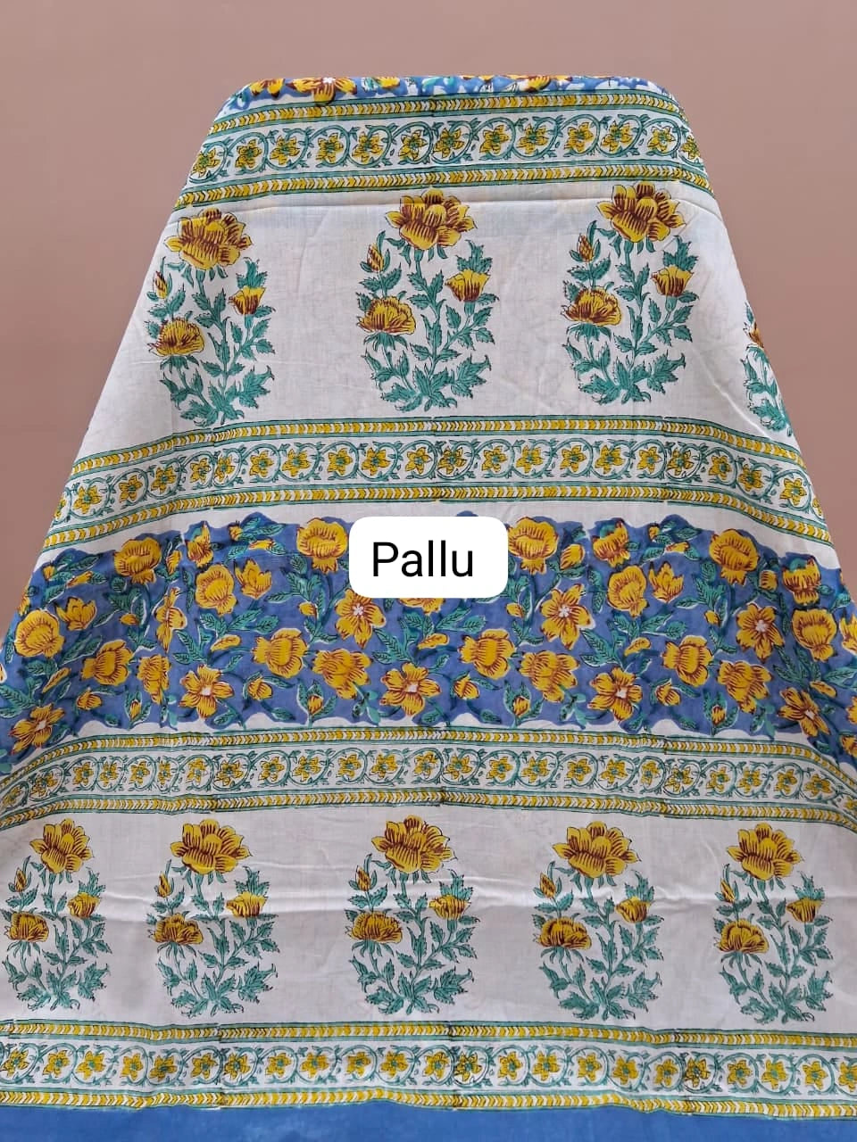Soft Light Blue Mulmul Zari Cotton Saree pallu