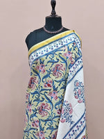 Pista Green Mulmul Zari Cotton Saree 1