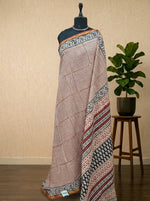 Cream Mulmul Zari Cotton Saree with Elegant Zari Border