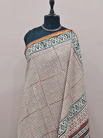 Cream Mulmul Zari Cotton Saree 1