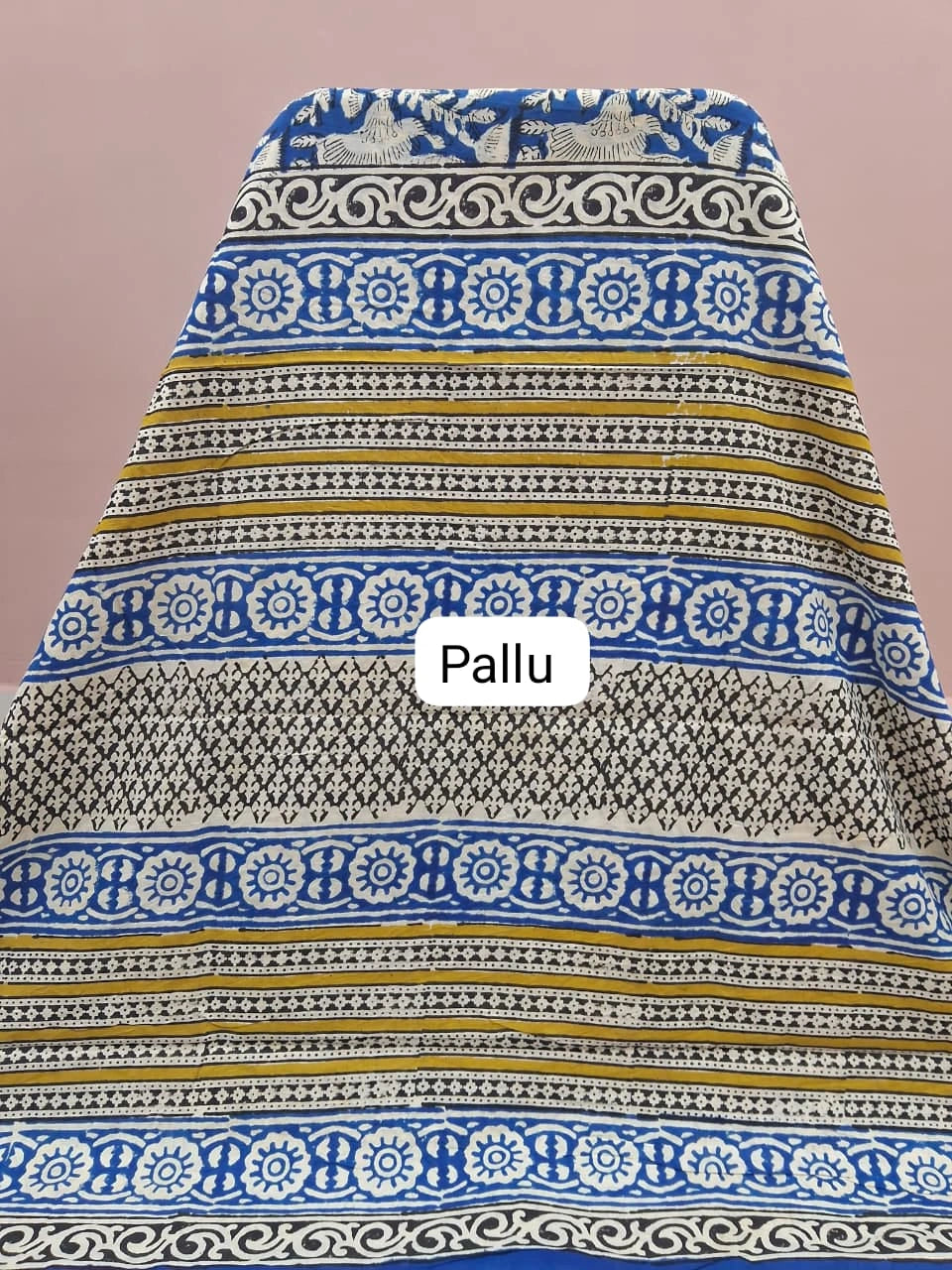 Handloom Navy Blue Mulmul Zari Cotton Saree Pallu