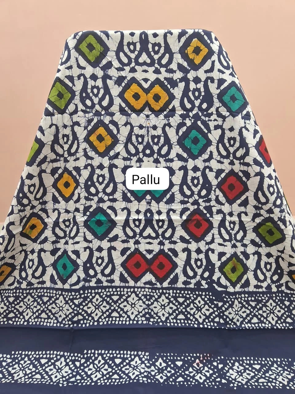 Navy Blue Mulmul Zari Cotton Saree Pallu