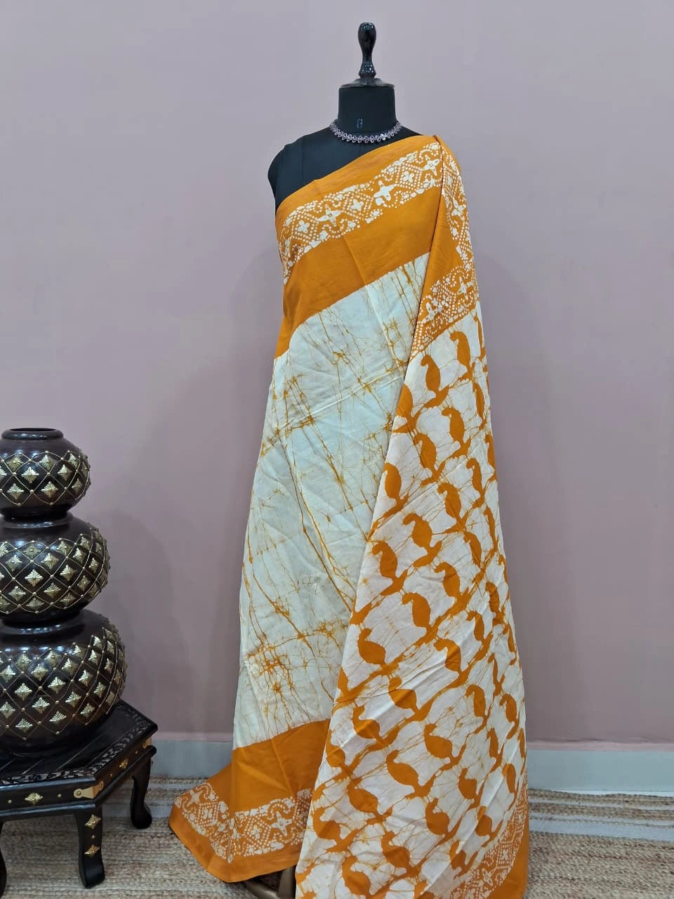 Yellow & White Mulmul Zari Cotton Saree