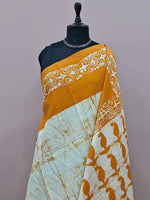 Yellow & White Mulmul Zari Cotton Saree 1