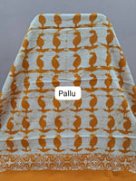 Yellow & White Mulmul Zari Cotton Saree Pallu