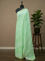 Light Mint Green Mulmul Zari Cotton Saree