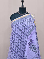 Traditional Lavender Mulmul Zari Cotton Saree 1