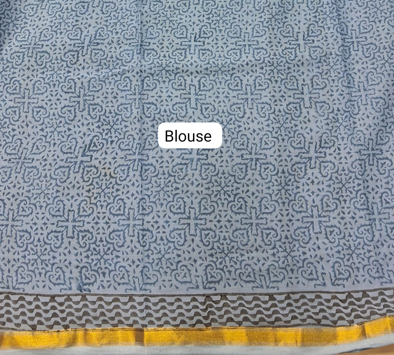 Blue Mulmul Zari Cotton Saree Blouse