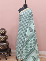 Charming Mint Green Mulmul Zari Cotton Saree