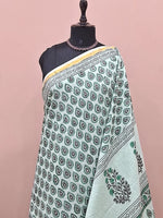 Charming Mint Green Mulmul Zari Cotton Saree 1