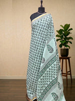 Charming Mint Green Mulmul Zari Cotton Saree