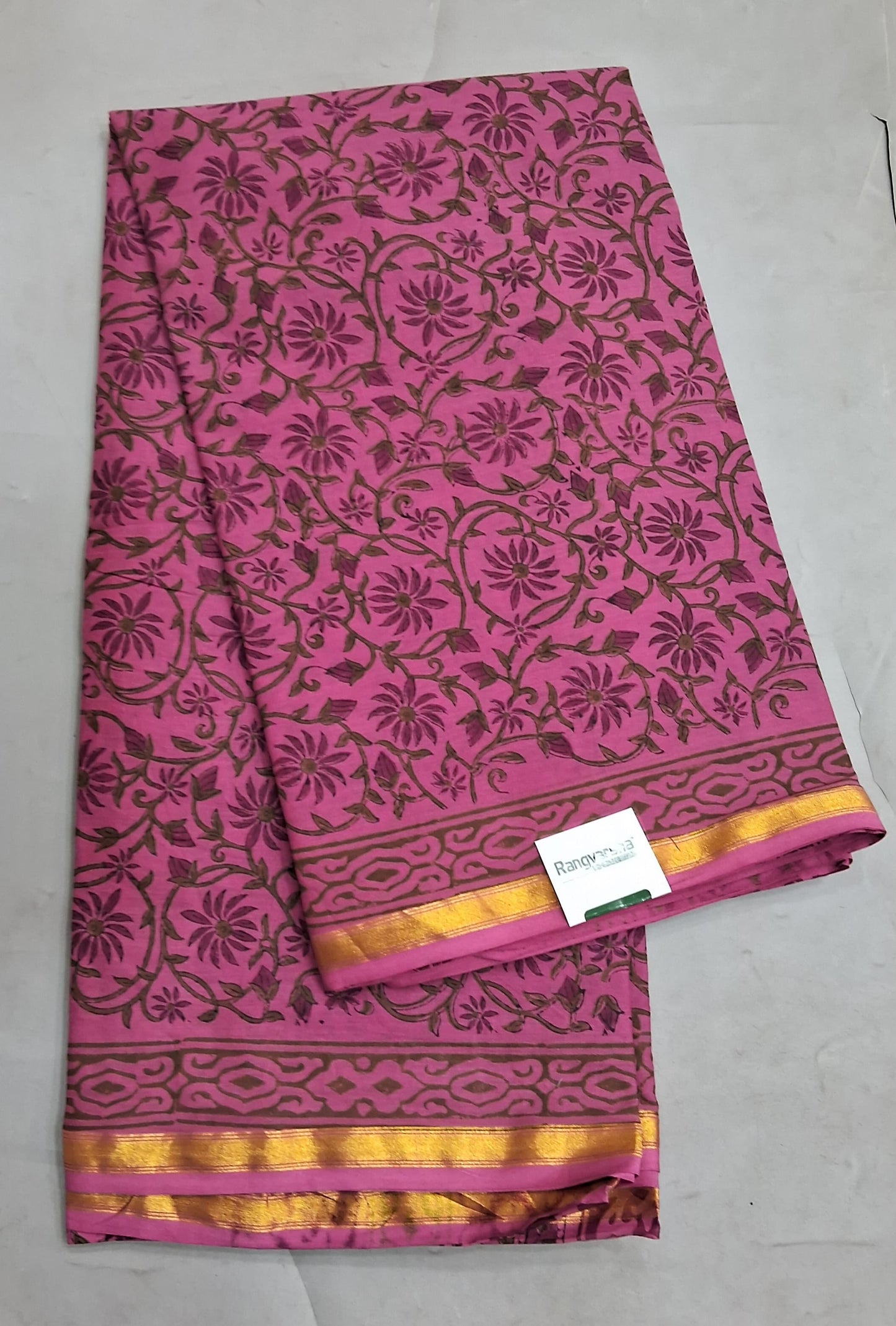 Pink Mulmul Zari Cotton Saree